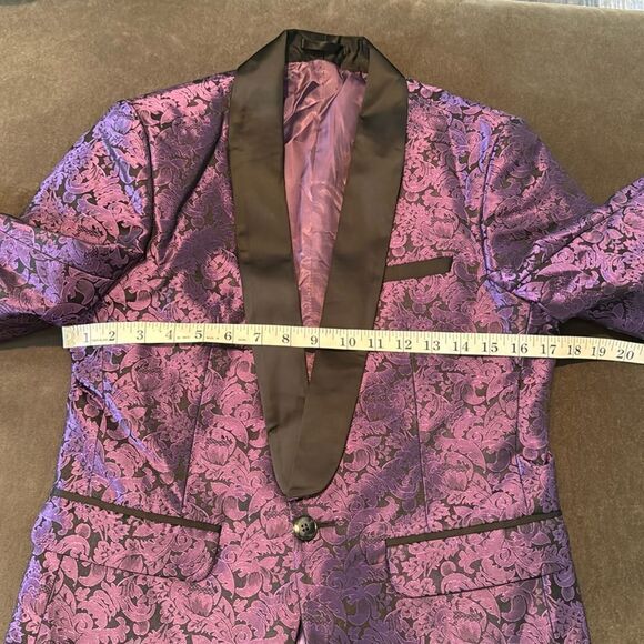 Men’s Purple Paisley Tuxedo Jacket Prom Party Wedding Size 30 NWOT - Picture 7 of 11